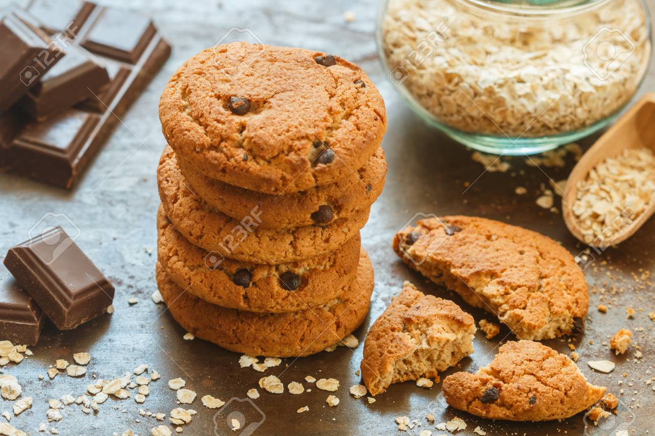 homemade whole wheat oatmeal cookies with chocolate chips tasty