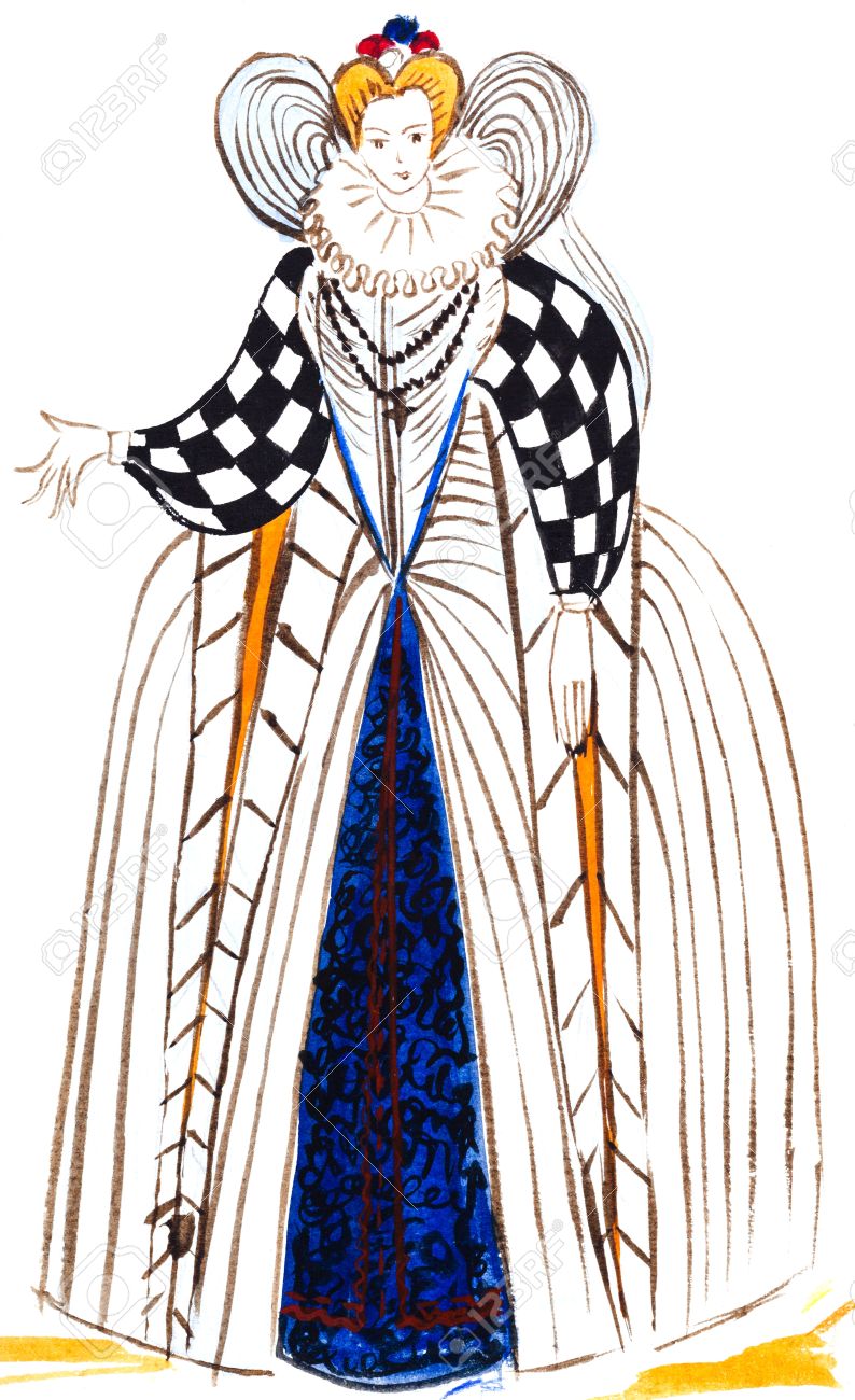 歴史的な衣装 女性フランス貴族ドレス 16 世紀後半 の写真素材 画像素材 Image