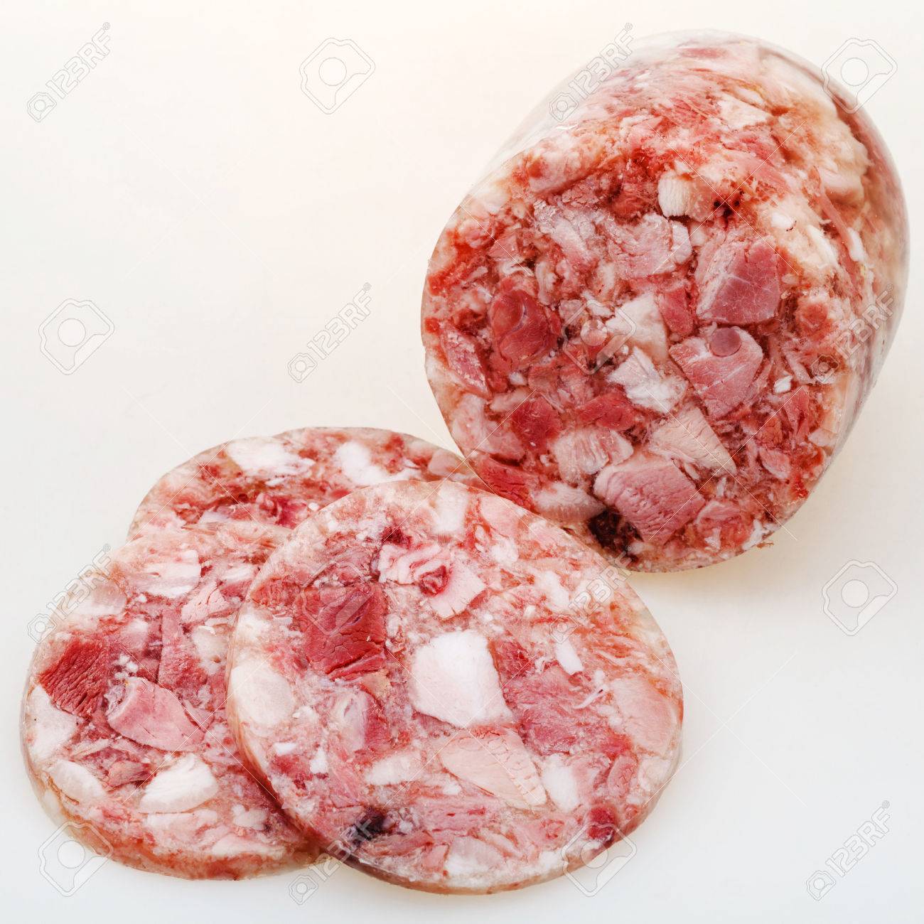 Sliced Pork Head Cheese On White Table Stock Photo Picture And Royalty Free Image Image