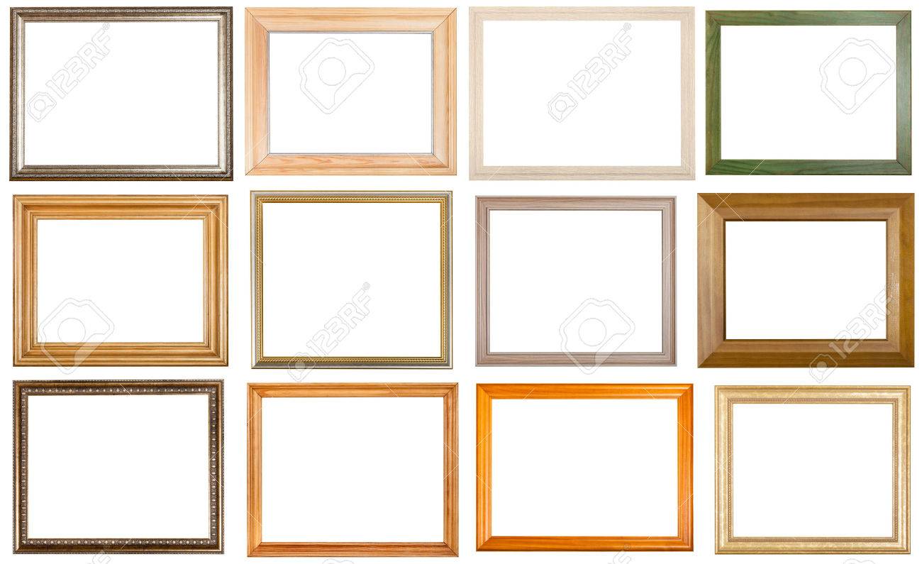 set of 12 pcs various wooden picture frames with cut out blank space isolated on white background - 42698772 set of 12 pcs various wooden picture frames with cut out blank space isolated on white background - 42698772