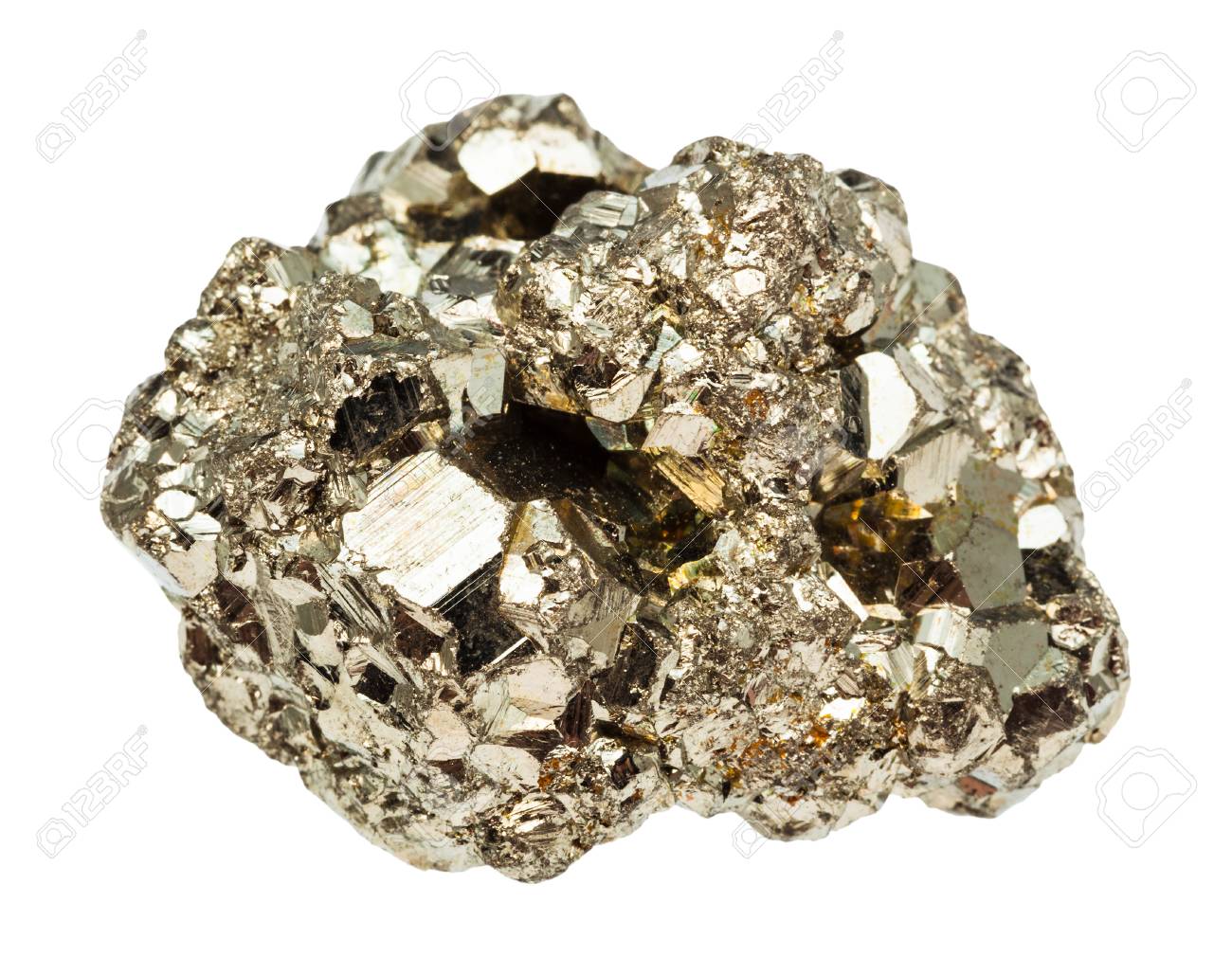 macro shooting of natural rock specimen - raw iron pyrite (fool's gold) stone isolated on white background - 102894685 macro shooting of natural rock specimen - raw iron pyrite (fool's gold) stone isolated on white background - 102894685