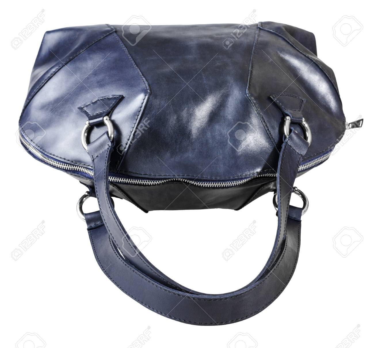 dark blue leather bag