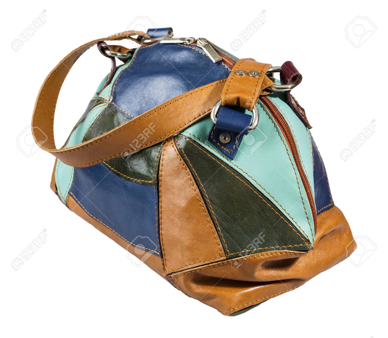 multi coloured leather patchwork bags
