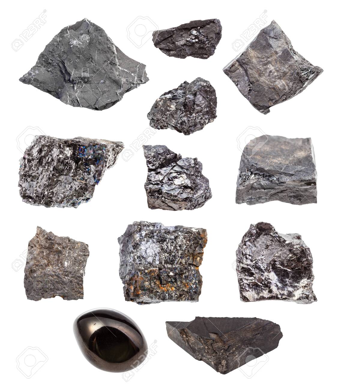 Set Of Various Coal Bituminous Coal Black Coal Lignite Brown Stock Photo Picture And Royalty Free Image Image