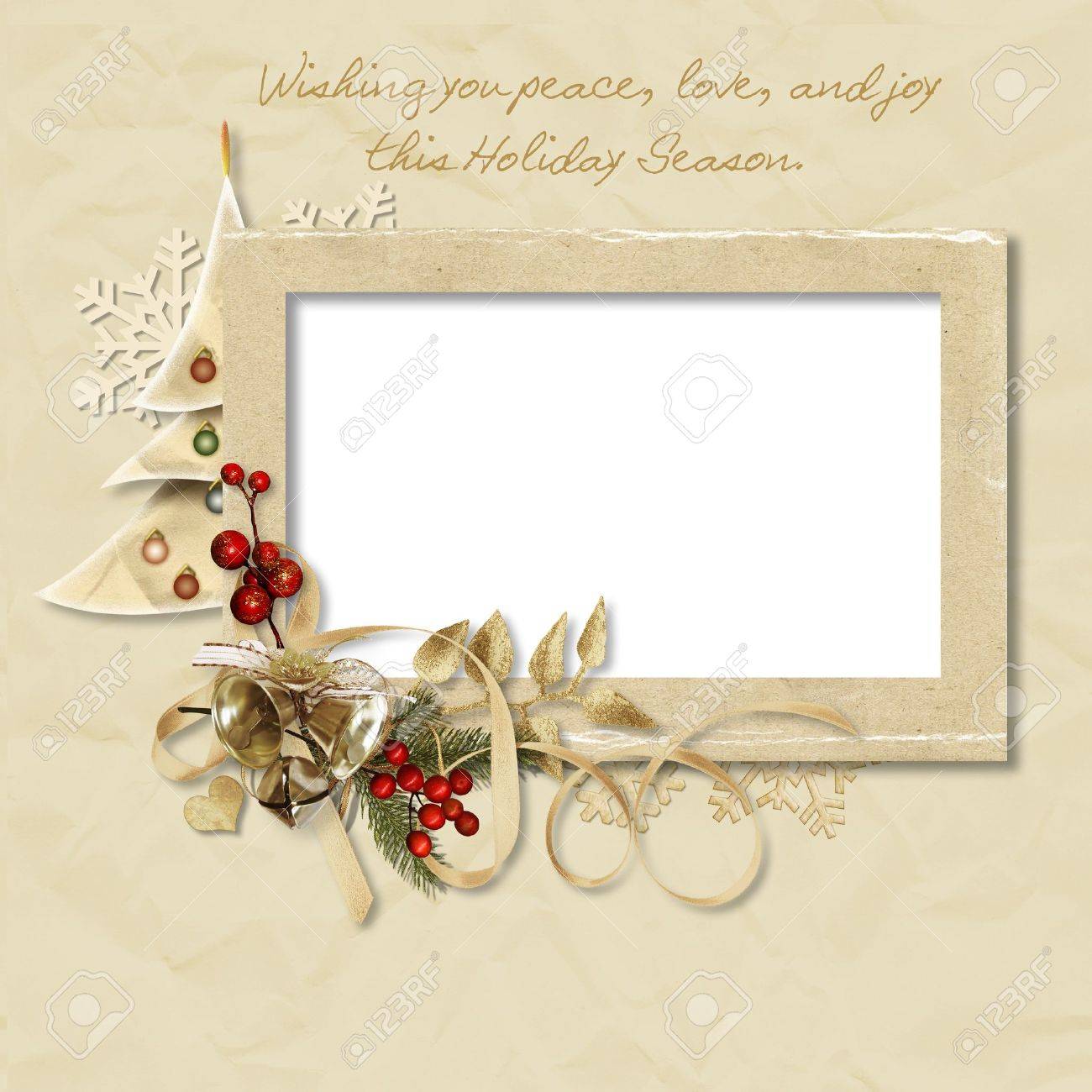 vintage christmas frame with the wishes stock photo picture and