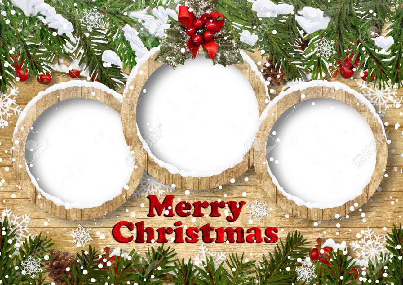Christmas Background With Frames And Fir Twig Stock Photo Picture And Royalty Free Image Image 16790664