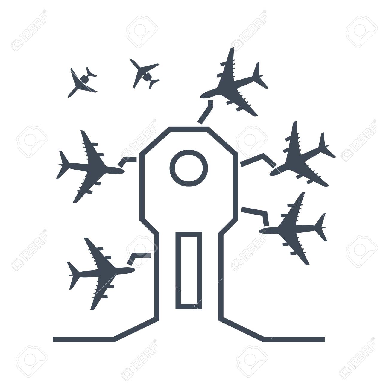 Thin Line Icon Airport Terminal, Airplane Parking Royalty Free Svg,  Cliparts, Vectors, And Stock Illustration. Image 150855238.