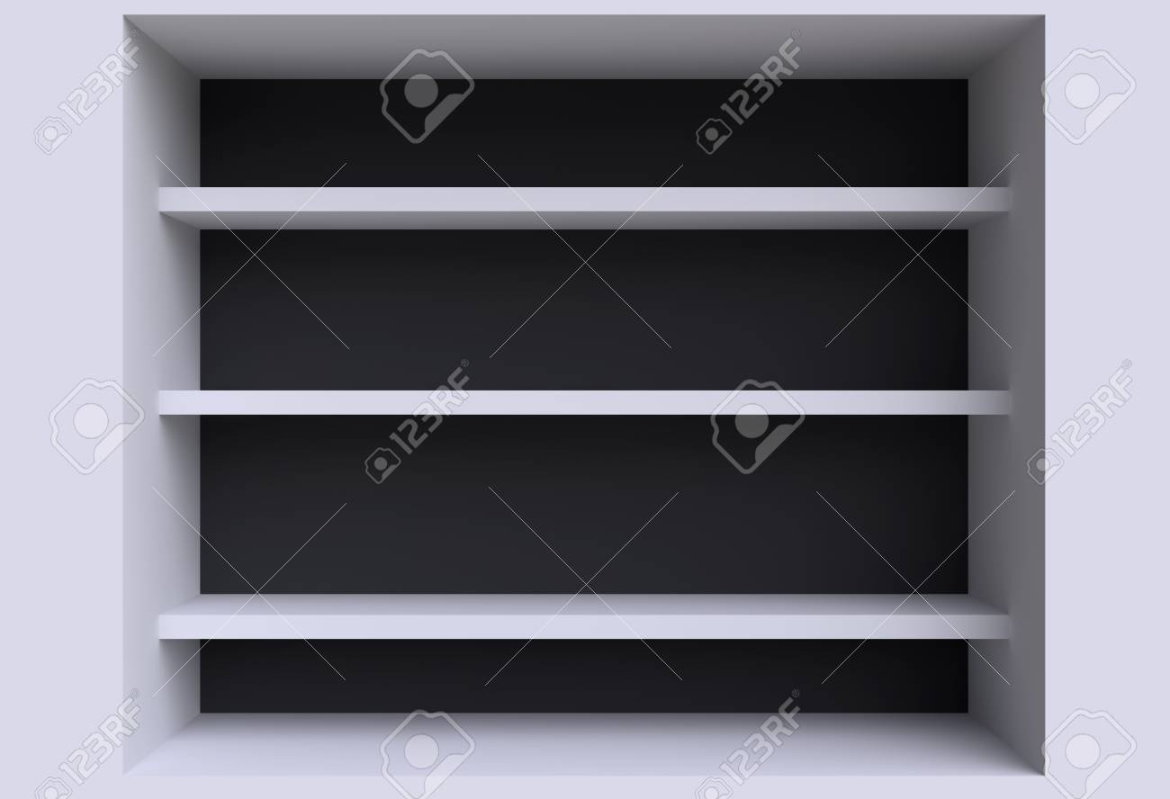 Tres Estantes En La Pared 3d Ilustracion Fotos Retratos