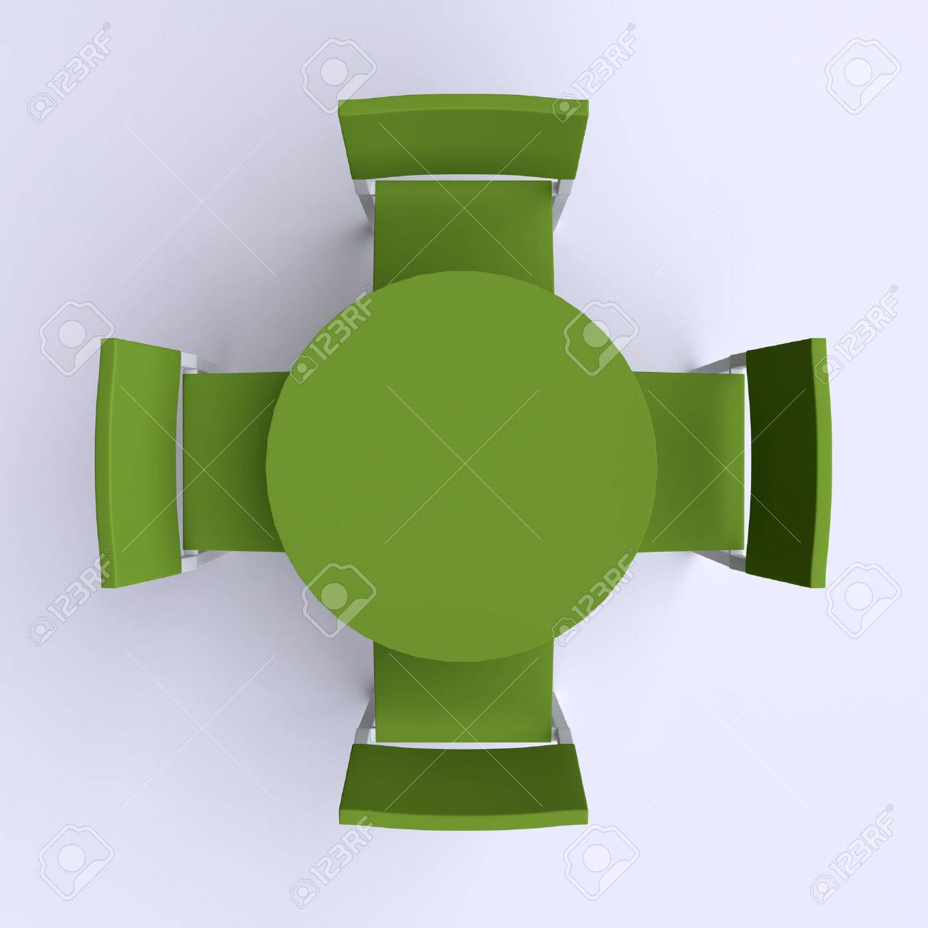 4 脚の椅子が付いた丸テーブル。平面図です。3 D イラスト。の写真素材・画像素材 Image 41082492