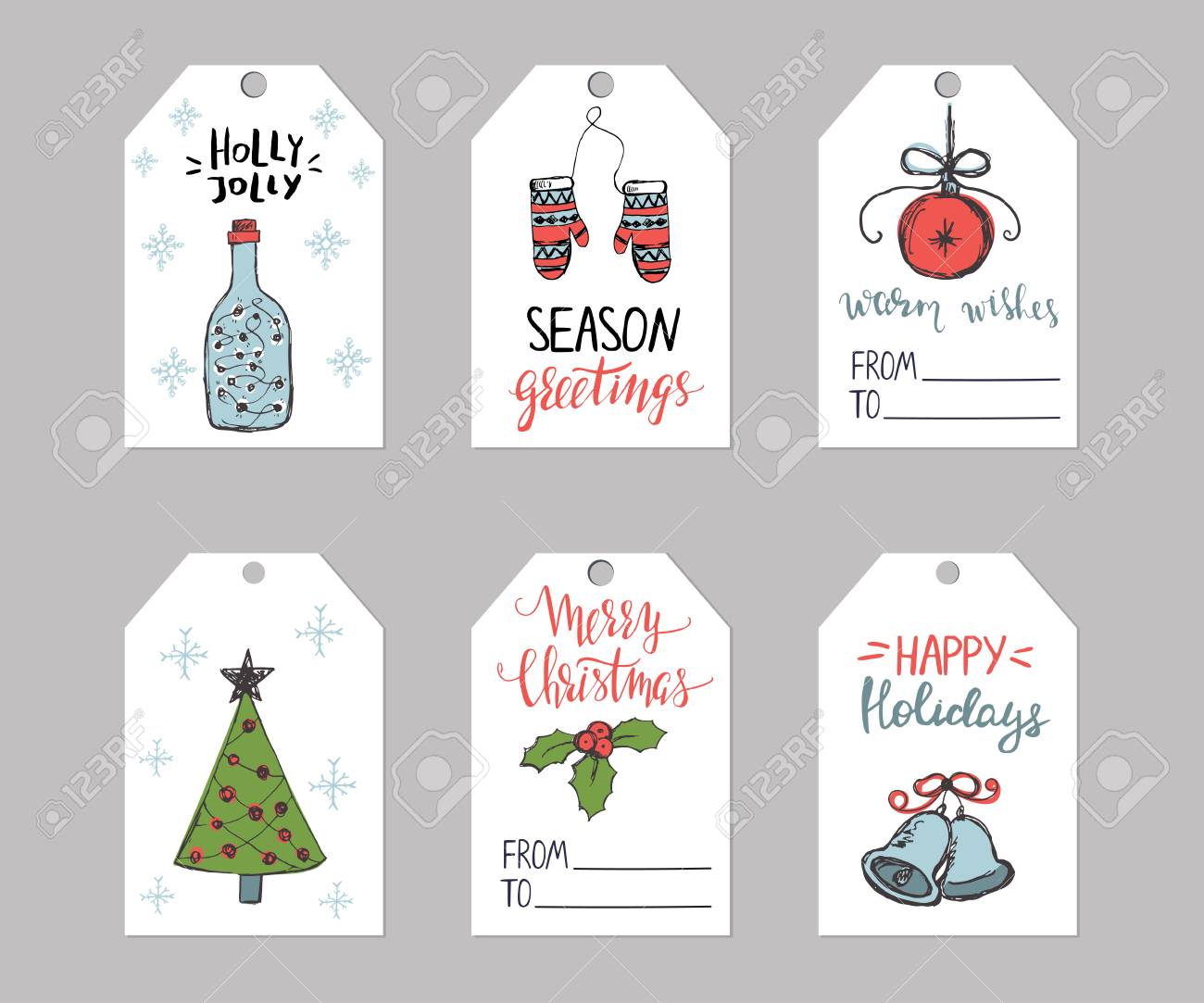 set of christmas gift tags templates with hand drawn elements christmas gift tags templates