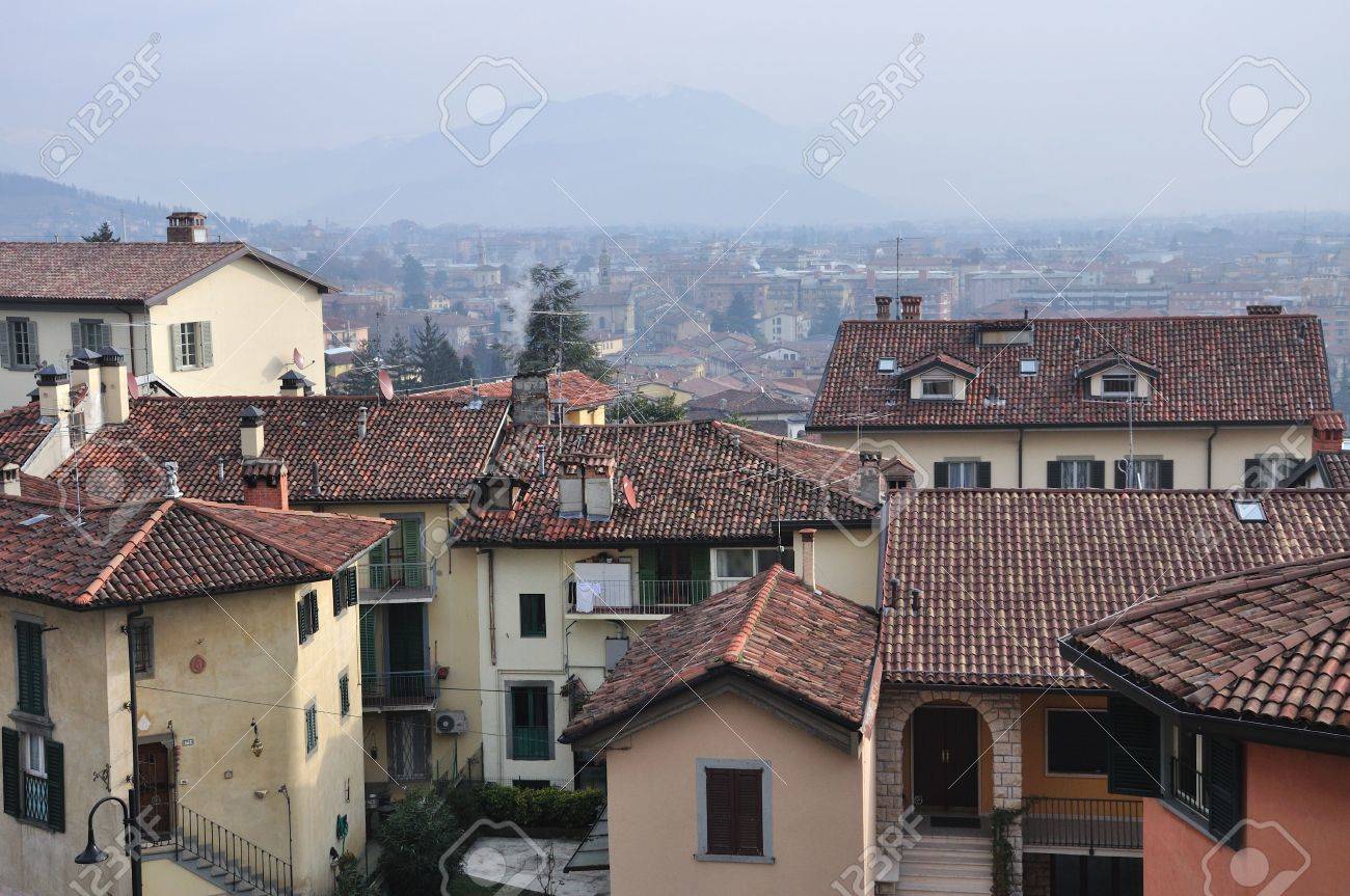 old fashioned houses, in older part of italian bergamo. stock old fashioned houses, in older part of italian bergamo. stock