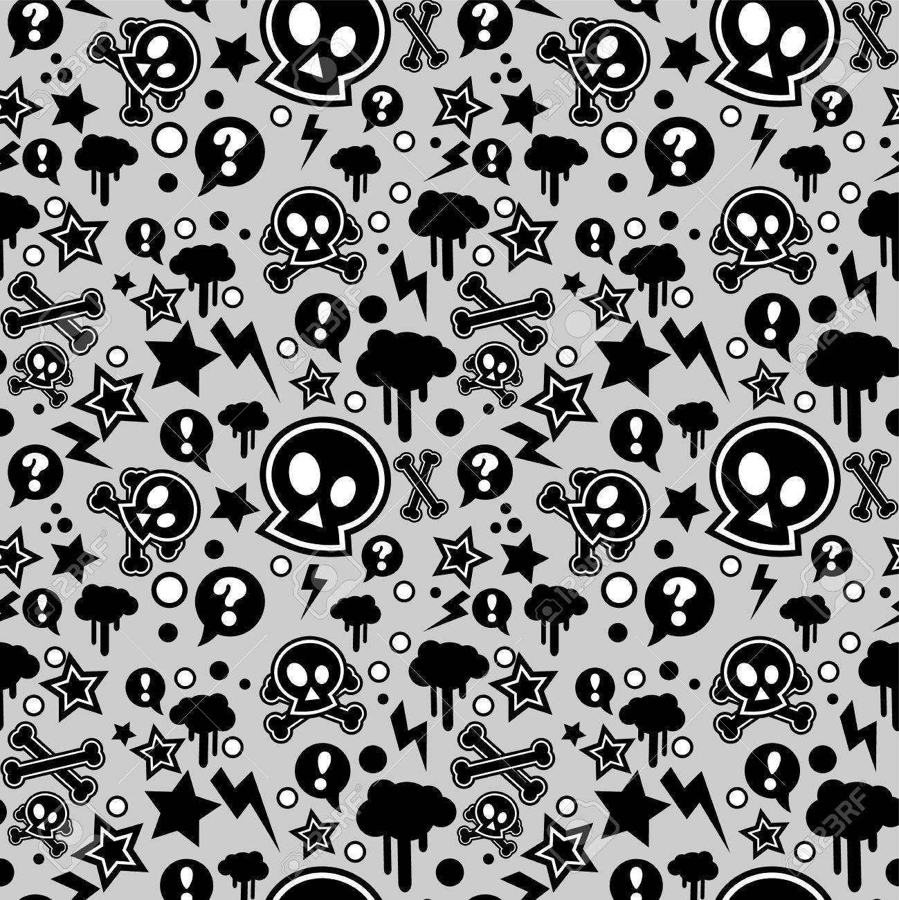 シームレスなパターン 都市またはパンクのポップ感覚 イラスト の写真素材 画像素材 Image