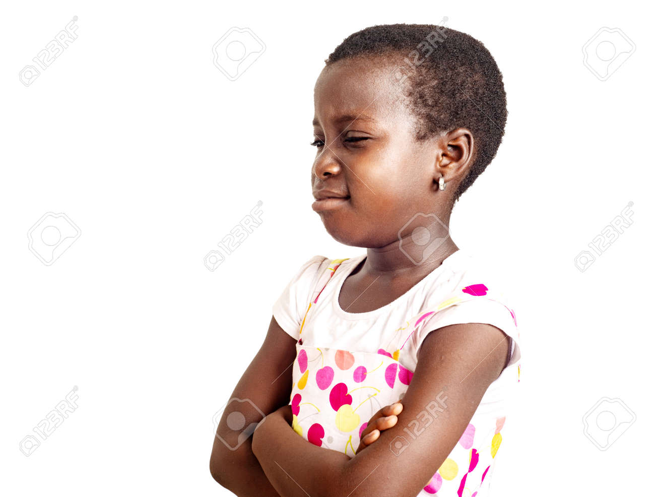 Little Girl Standing Side Way With Arms Crossed. Stock Photo, Picture and  Royalty Free Image. Image 169665285., image size:1300x986