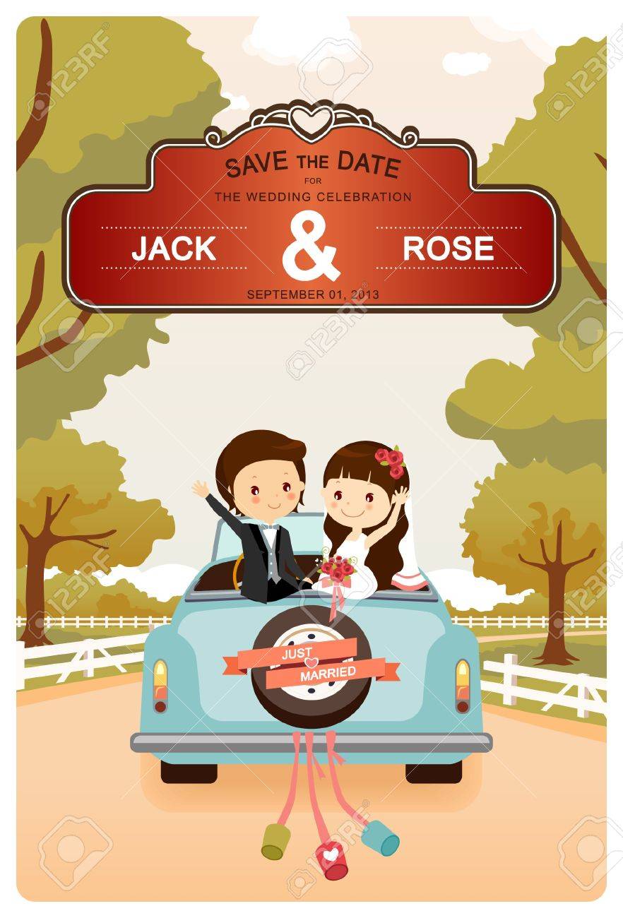 Just Married A vector illustration of a newlyweds In Wedding Car - 21429863 Just Married A vector illustration of a newlyweds In Wedding Car - 21429863