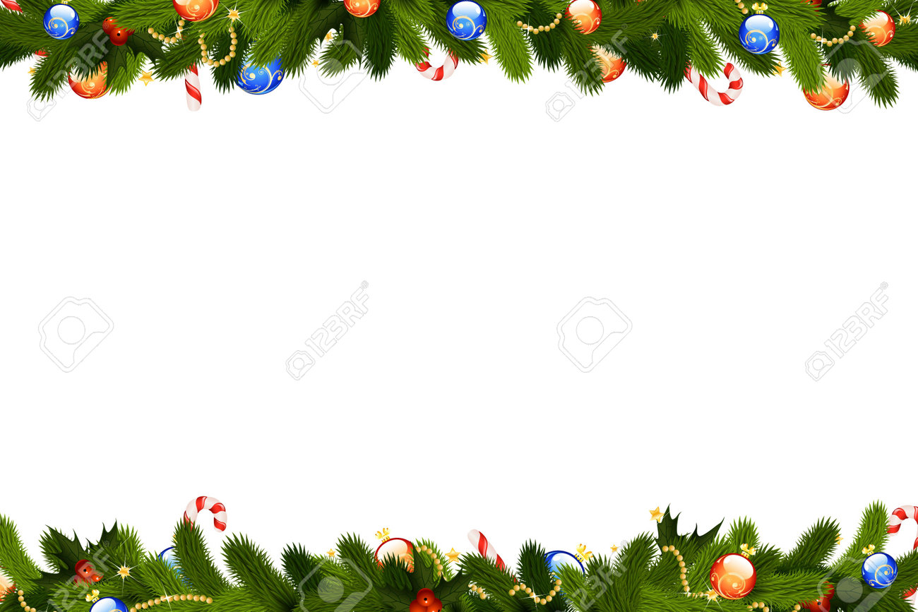 christmas frame with fir tree decoration and mistletoe isolated christmas frame for picture