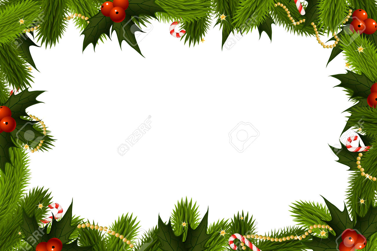 christmas frame template with fir mistletoe and decoration royalty christmas frame template