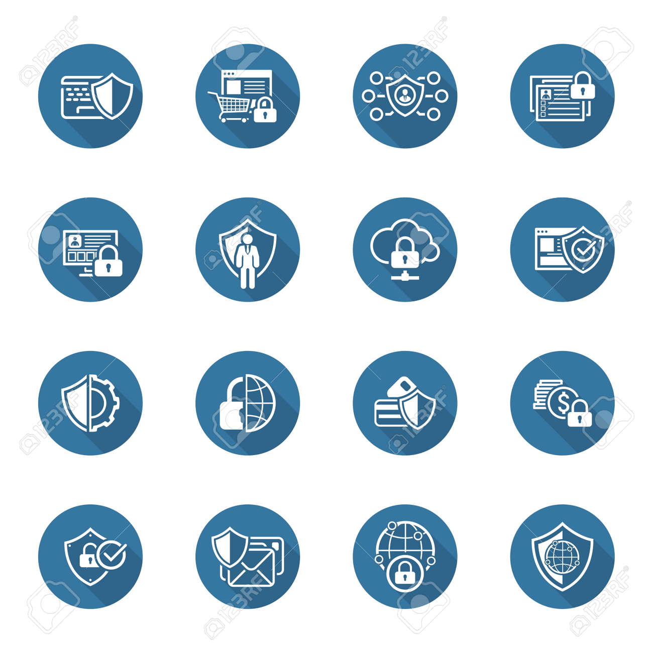 flat design bescherming en veiligheid icons set geã¯soleerdeflat design bescherming en veiligheid icons set geã¯soleerde illustratie stockfoto 51650749