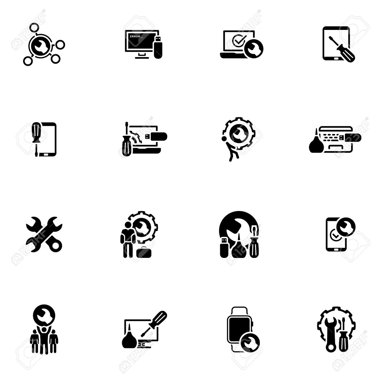 修理サービスやメンテナンスのアイコンを設定します のイラスト素材 ベクタ Image