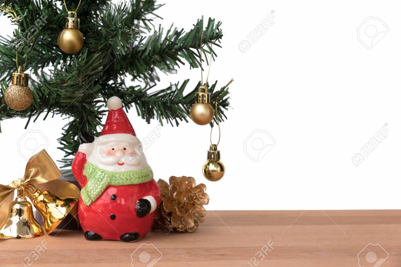 Immagini Stock Babbo Natale Con Il Regalo E L Albero Di Natale