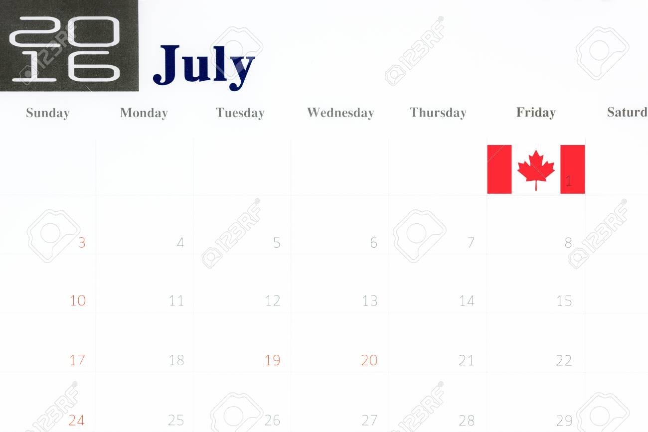 canada flag over first of july on calendar 2016 canada day love