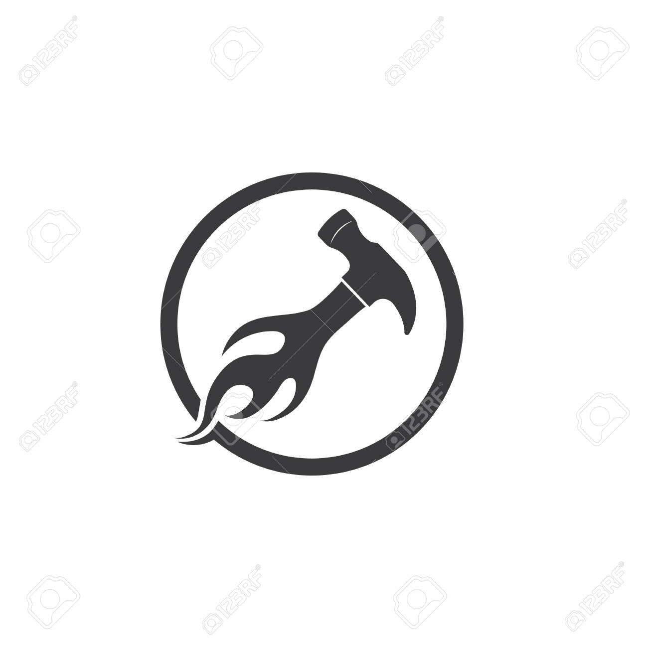 Fogo Estilizado Ícone Logotipo Vector Símbolo Design Royalty Free
