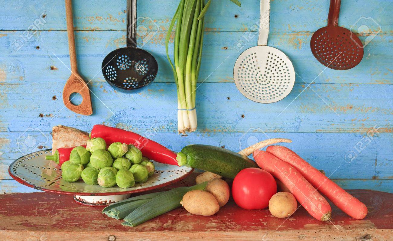various vegetables and vintage kitchen equipment - 25249422 various vegetables and vintage kitchen equipment - 25249422