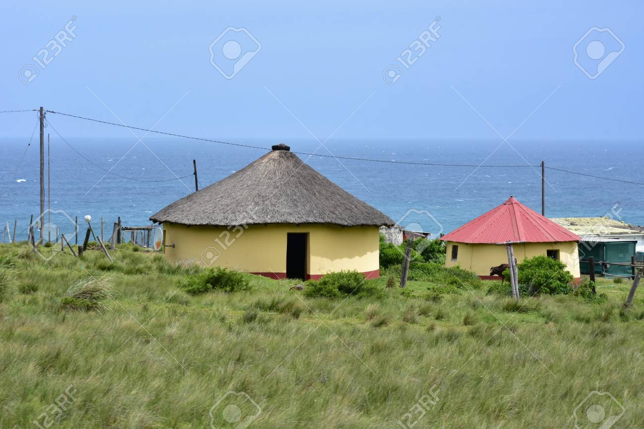 A Colorful Xhosa Round Hut Or House Or Rondavel With Thatched Stock Photo Picture And Royalty Free Image Image 96087229