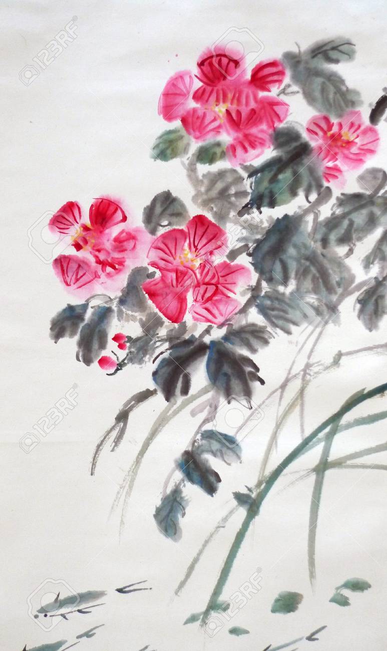 牡丹の花の水墨画 の写真素材 画像素材 Image