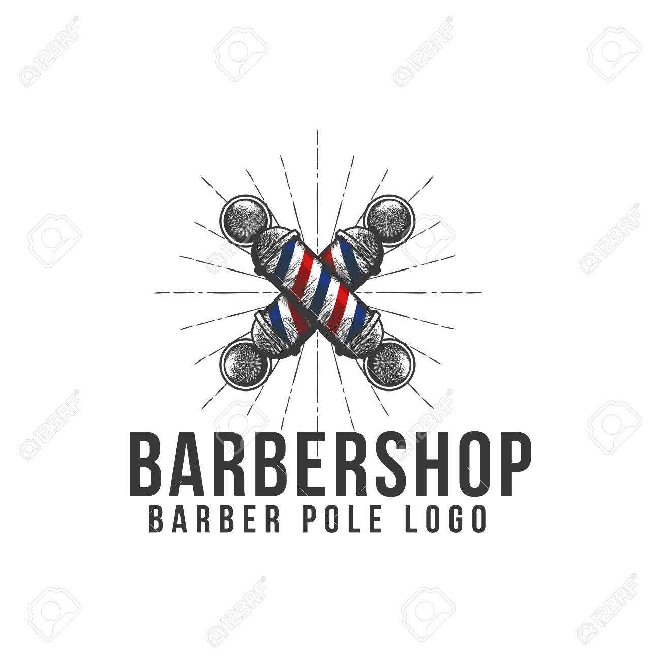 vintage crossed barber pole logo royalty free cliparts vectors and