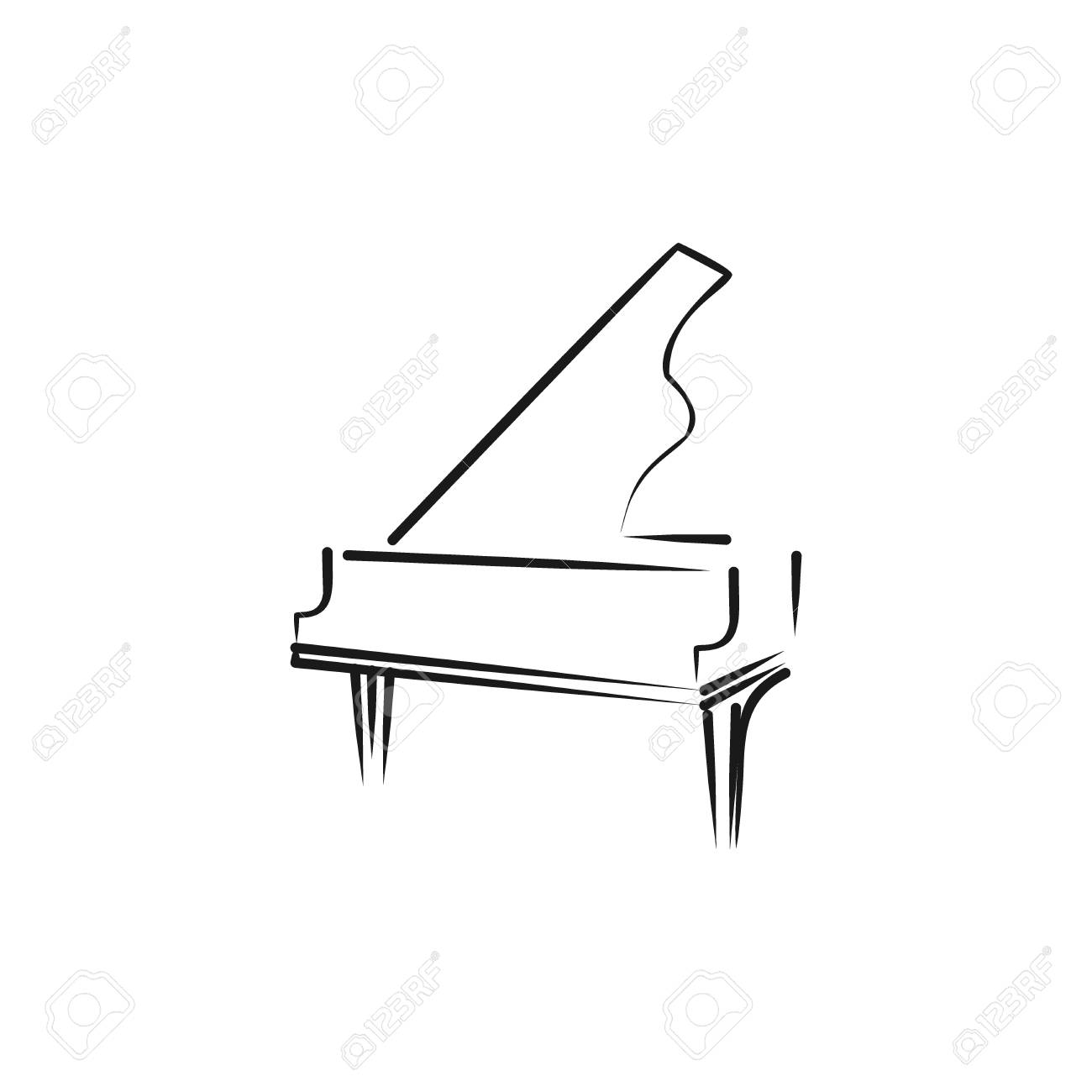 grand piano logo music media design template vector design