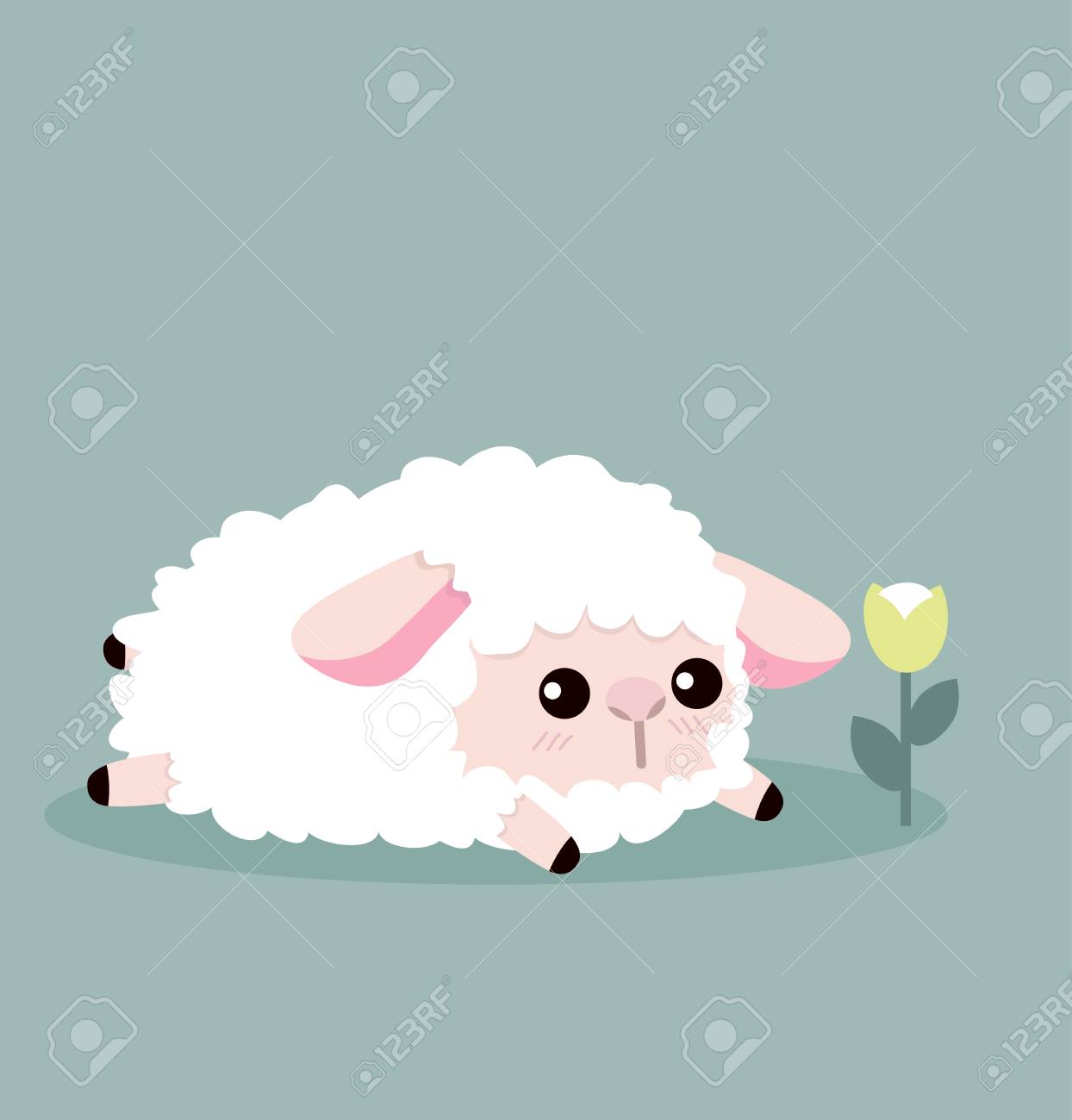 かわいい羊や花 のイラスト素材 ベクタ Image かわいい羊や花 のイラスト素材 ベクタ Image