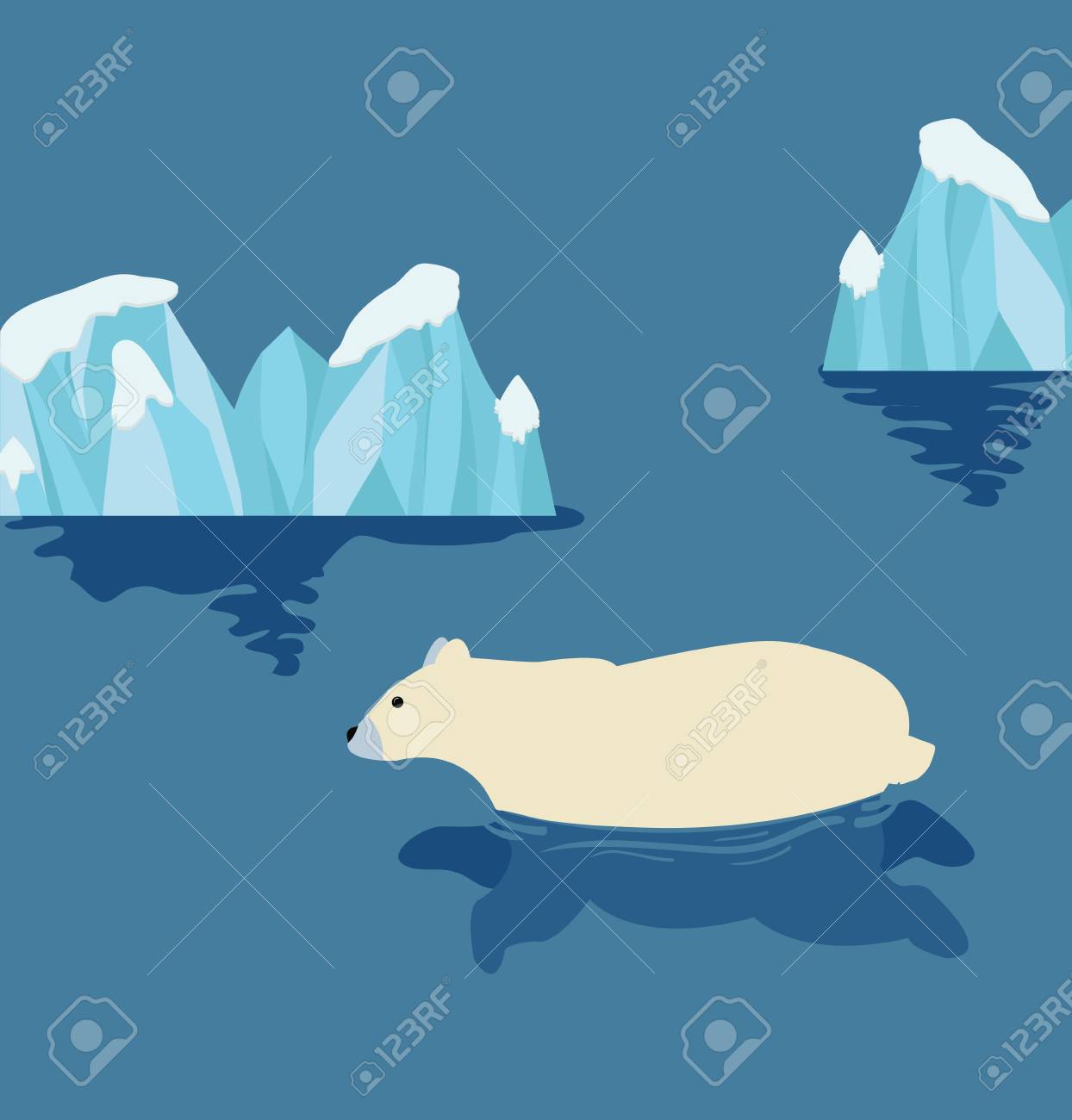 かわいいホッキョクグマの水泳のイラスト素材 ベクタ Image