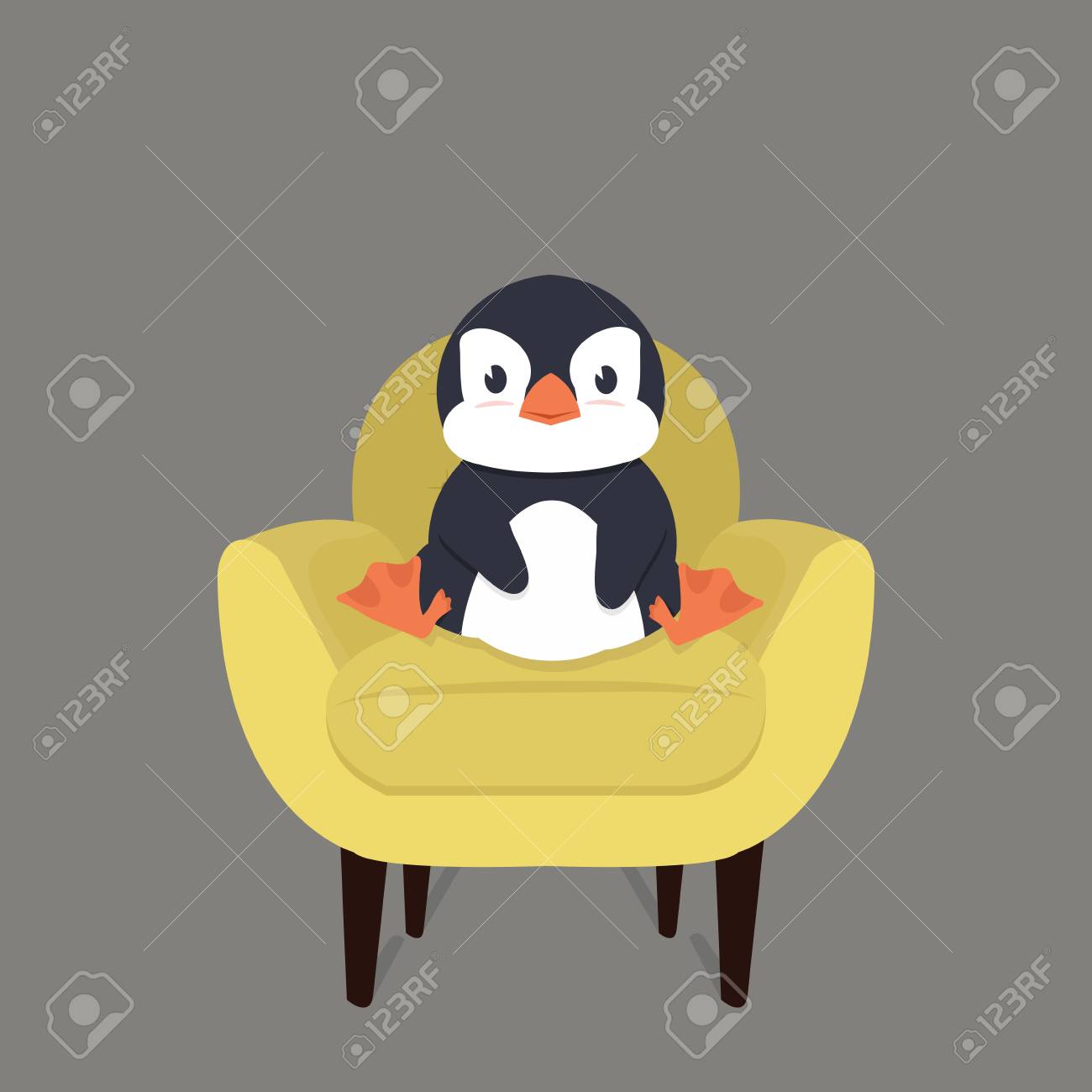 Penguin Sitting Yellow Modern Chair Royalty Free Cliparts Vectors And Stock Illustration Image 104004040