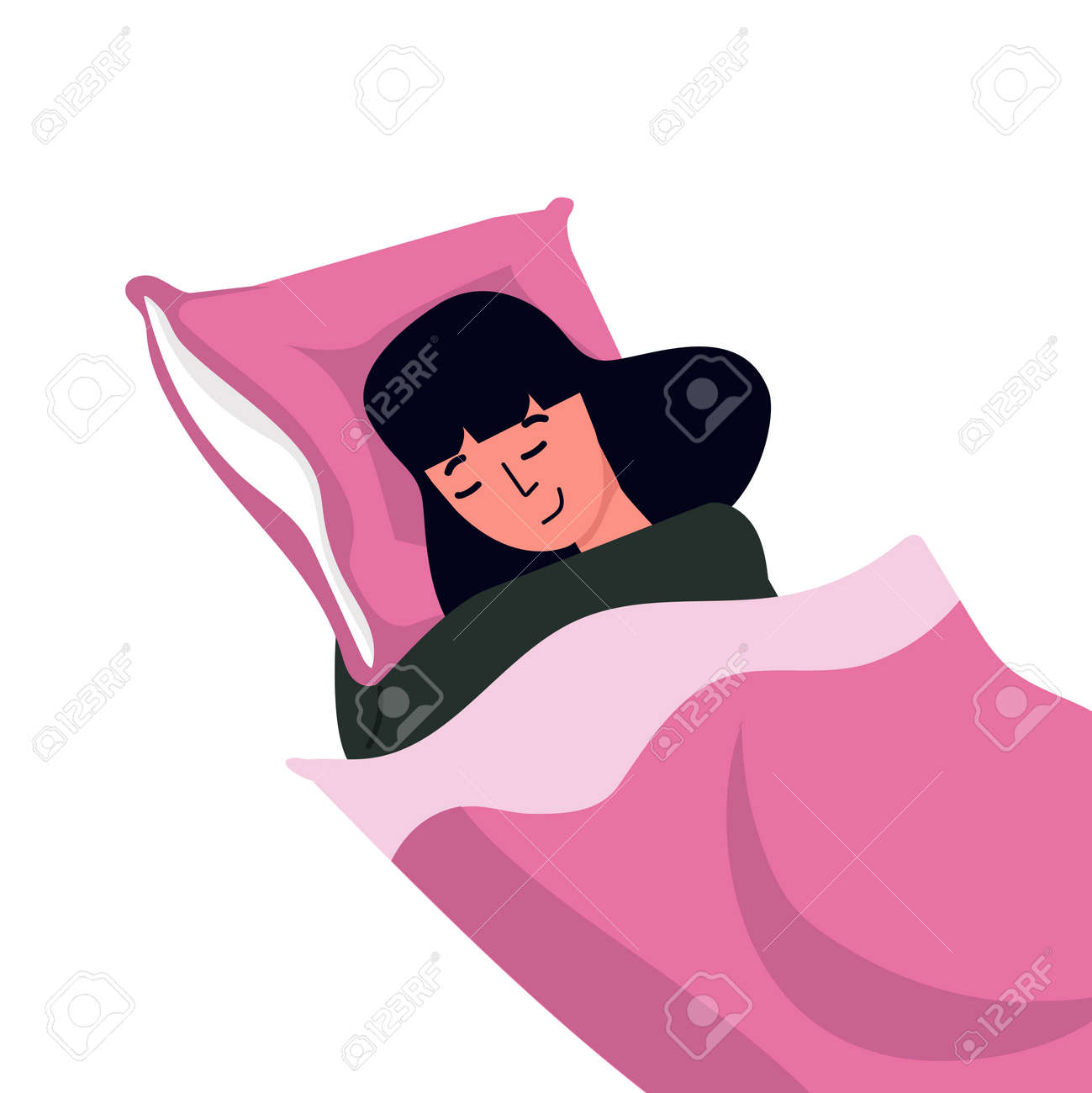 young woman Sleeping with Pillow vector concept - 168920025 young woman Sleeping with Pillow vector concept - 168920025