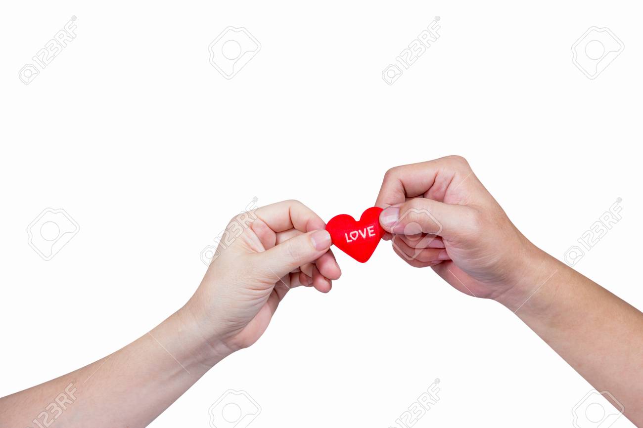 手をつなぐハート型ホワイト クリッピング パスを分離 の写真素材 画像素材 Image