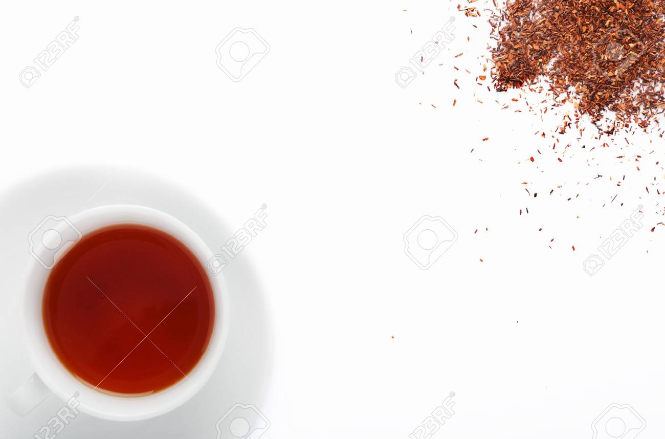 Immagini Stock Tazza Di Rooibos Sud Africano Te Sano Non Caffeina Bevanda Disintossicazione Con Foglie Sparse Sciolti Image