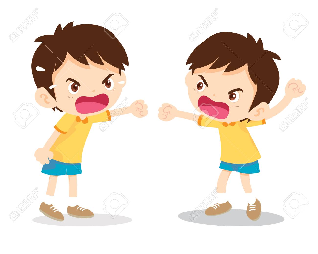 Petit Enfant En Colere Criant Diverses Actions Sur Fond Blanc Illustration Vectorielle De Dessin Anime Clip Art Libres De Droits Vecteurs Et Illustration Image