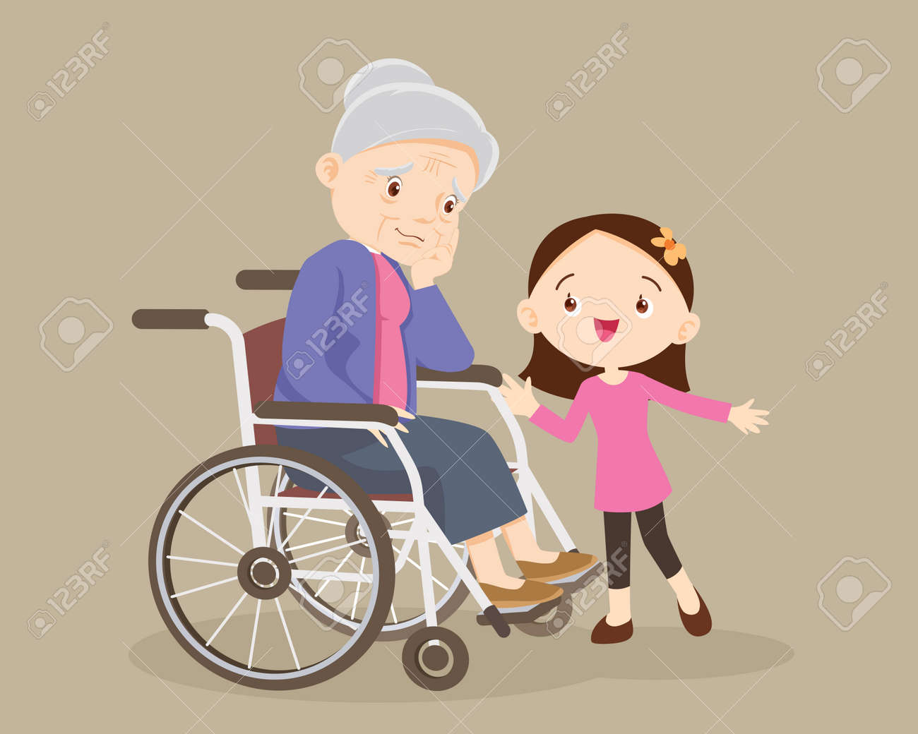 elderly are sad, the child consoling, sad elderly woman Bored, Girl consoling Senior woman sitting alone on wheelchair. Careful caregiver taking care of the patient. Child Girl and grandmother - 165794378 elderly are sad, the child consoling, sad elderly woman Bored, Girl consoling Senior woman sitting alone on wheelchair. Careful caregiver taking care of the patient. Child Girl and grandmother - 165794378