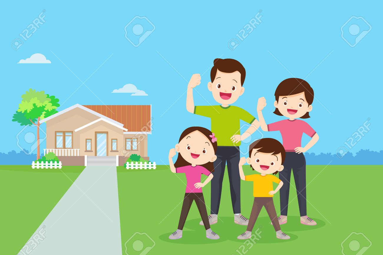family Exercise together with them house background.Strong family Surrounded by Immunity.Healthy family concept. - 166042082 family Exercise together with them house background.Strong family Surrounded by Immunity.Healthy family concept. - 166042082