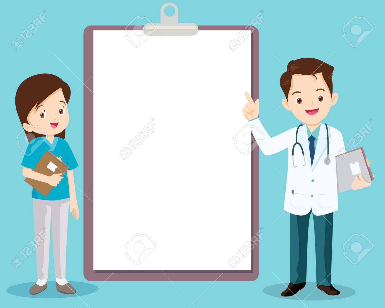 doctor and nurse standing next to information board the can place your text ,Doctor with medical report on clipboard - 166467586 doctor and nurse standing next to information board the can place your text ,Doctor with medical report on clipboard - 166467586