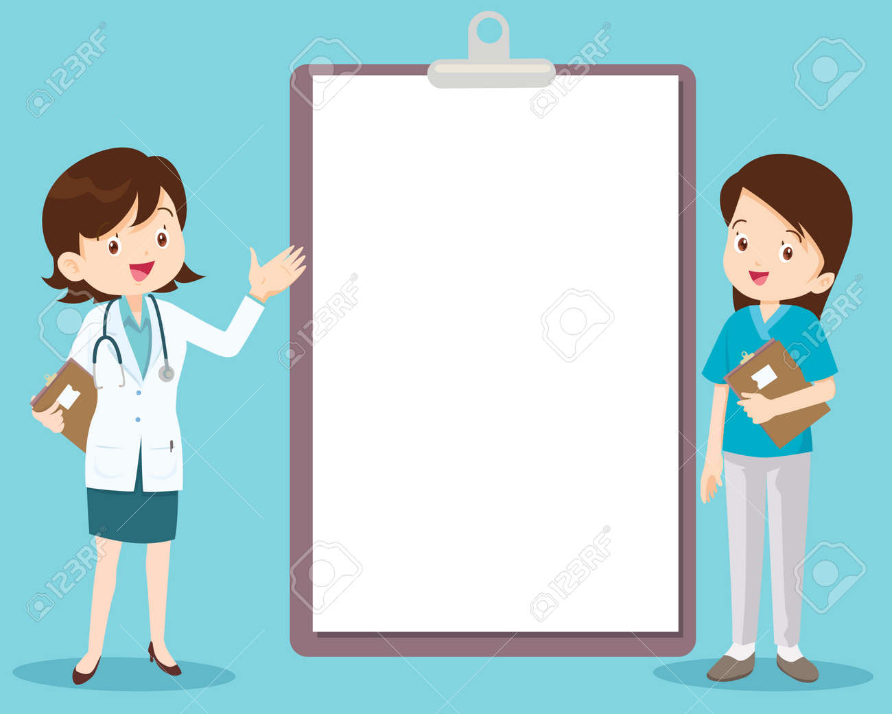doctor and nurse standing next to information board the can place your text ,Doctor with medical report on clipboard - 166467684 doctor and nurse standing next to information board the can place your text ,Doctor with medical report on clipboard - 166467684