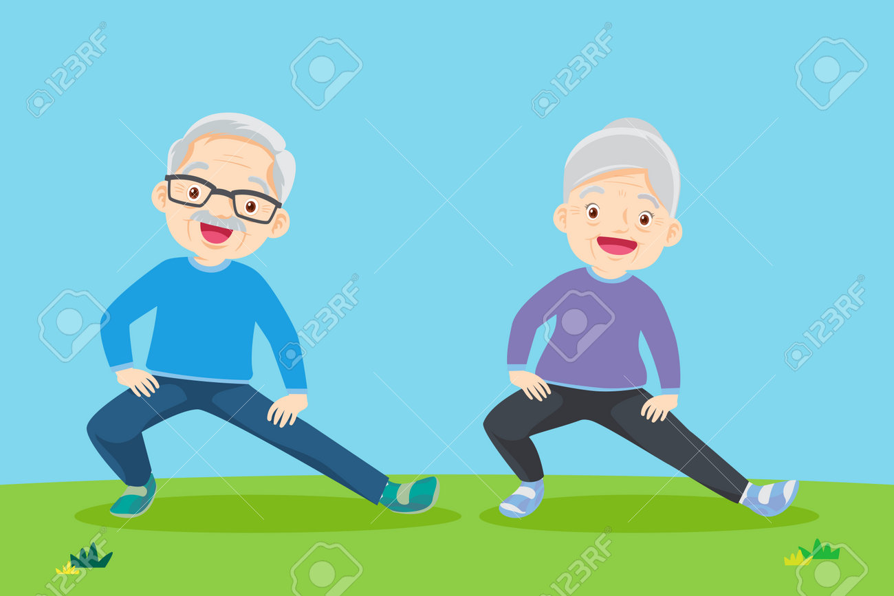 Senior people and gymnastics. Elderly couple. Grandparents doing exercises. yoga, Sport. Morning exercises. - 169091868 Senior people and gymnastics. Elderly couple. Grandparents doing exercises. yoga, Sport. Morning exercises. - 169091868