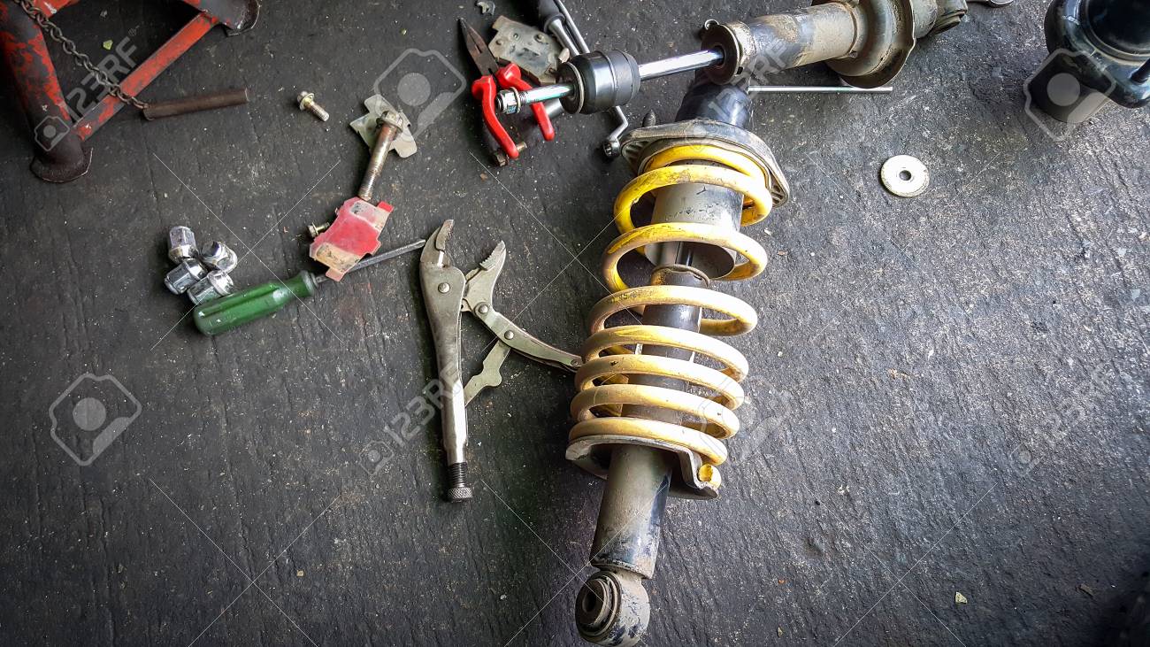 Shock Absorber Damaged Cars Were Removed To Be Replaced Stock Photo Picture And Royalty Free Image Image 53249783