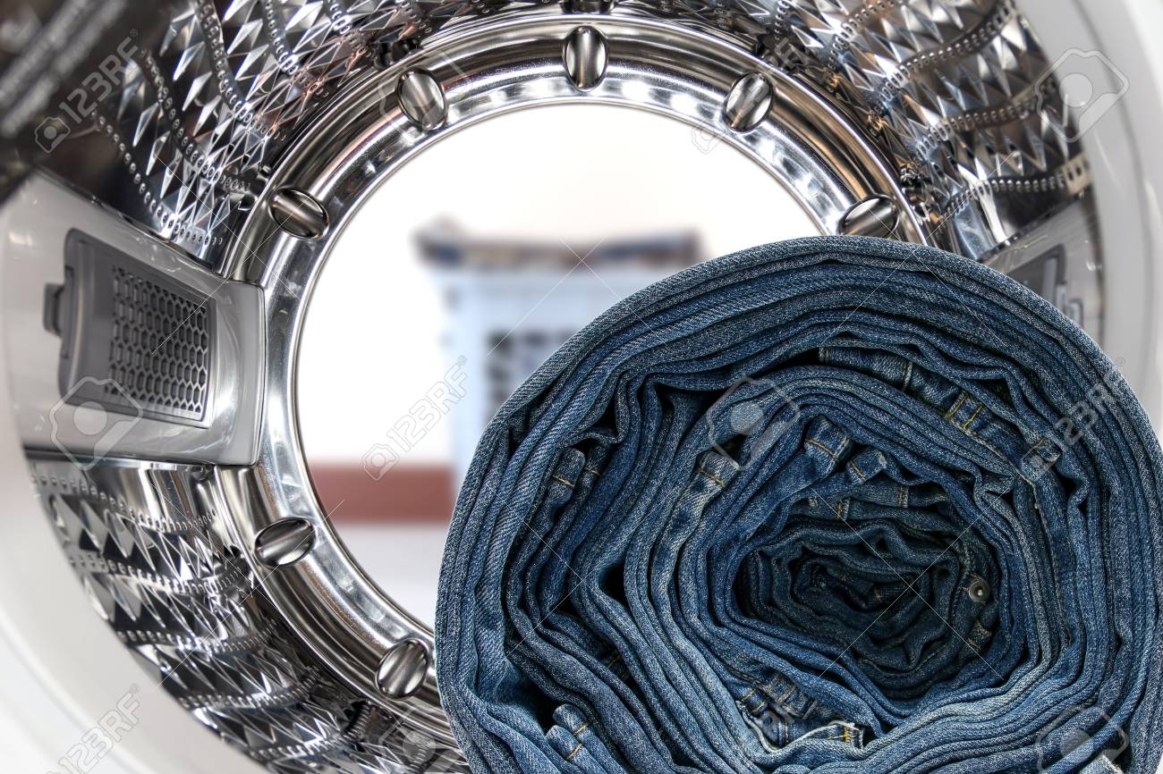 jeans in washing machine