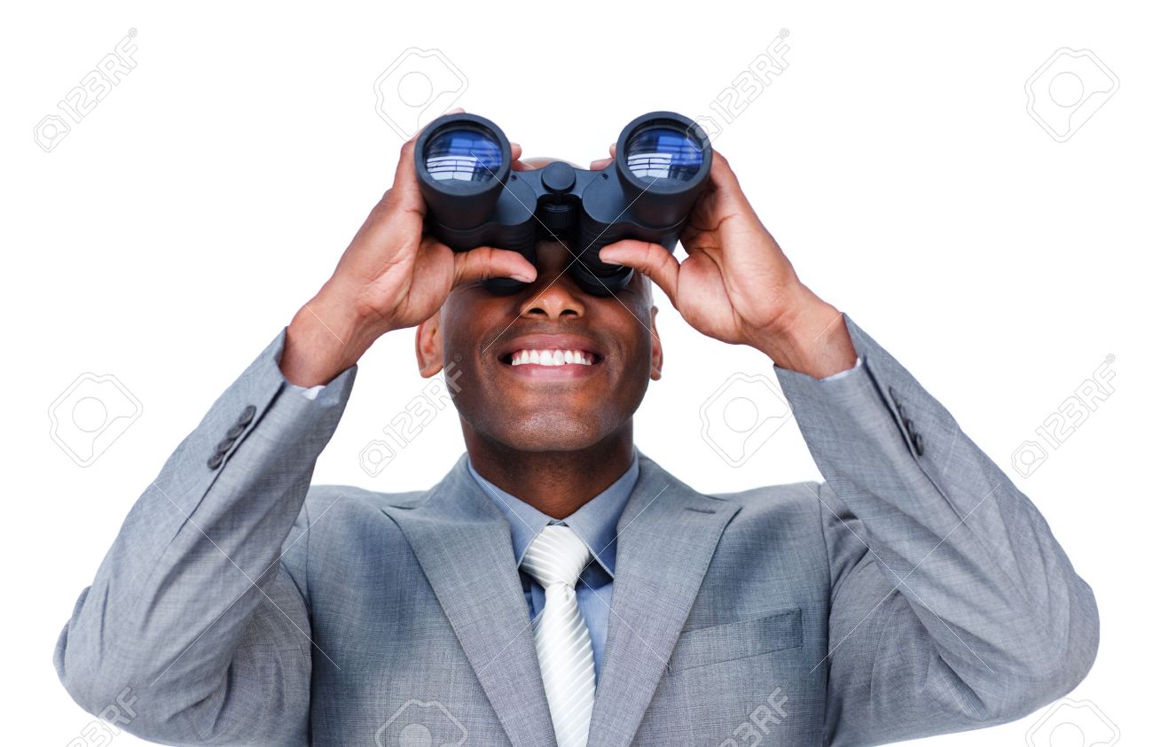 looking with binoculars