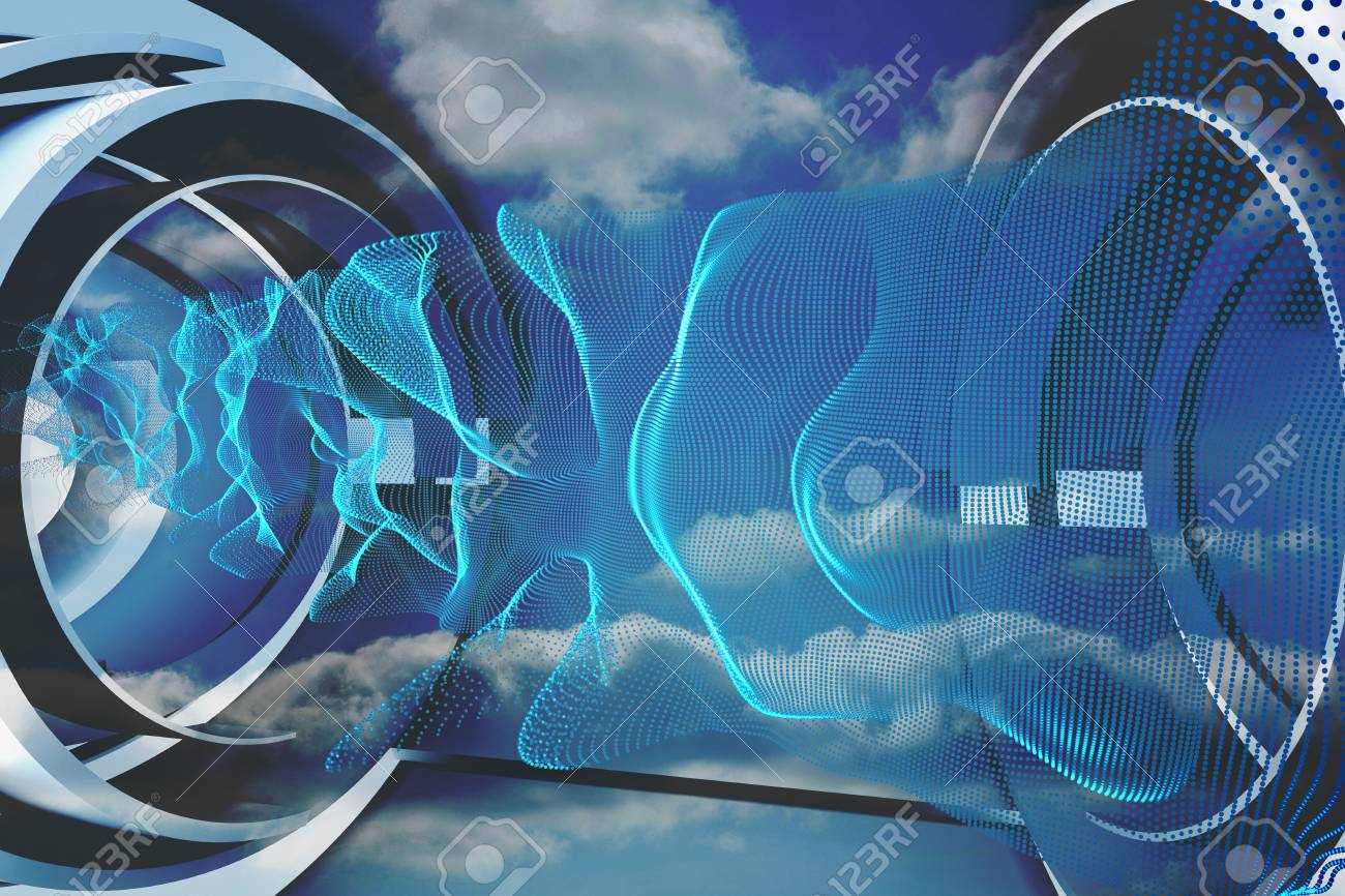 近未来的な構造で抽象的な青いデザイン の写真素材 画像素材 Image