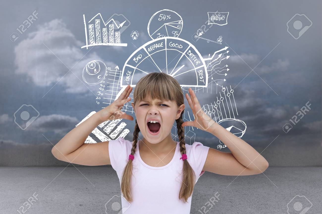 Verrucktes Kleines Madchen Gegen Wolken In Einem Raum Lizenzfreie Fotos Bilder Und Stock Fotografie Image 28972364