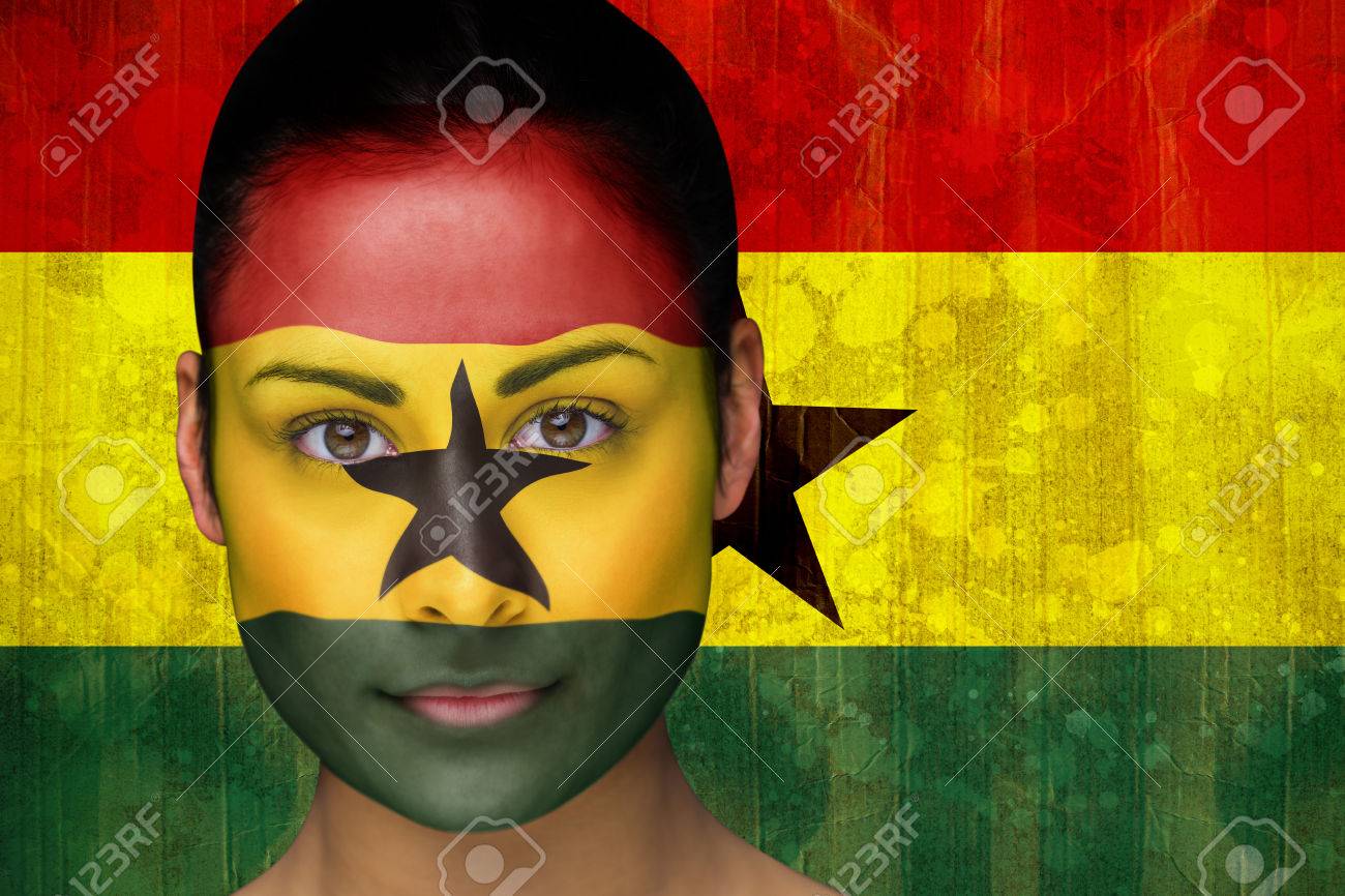 Composite Image Of Beautiful Football Fan In Face Paint Against