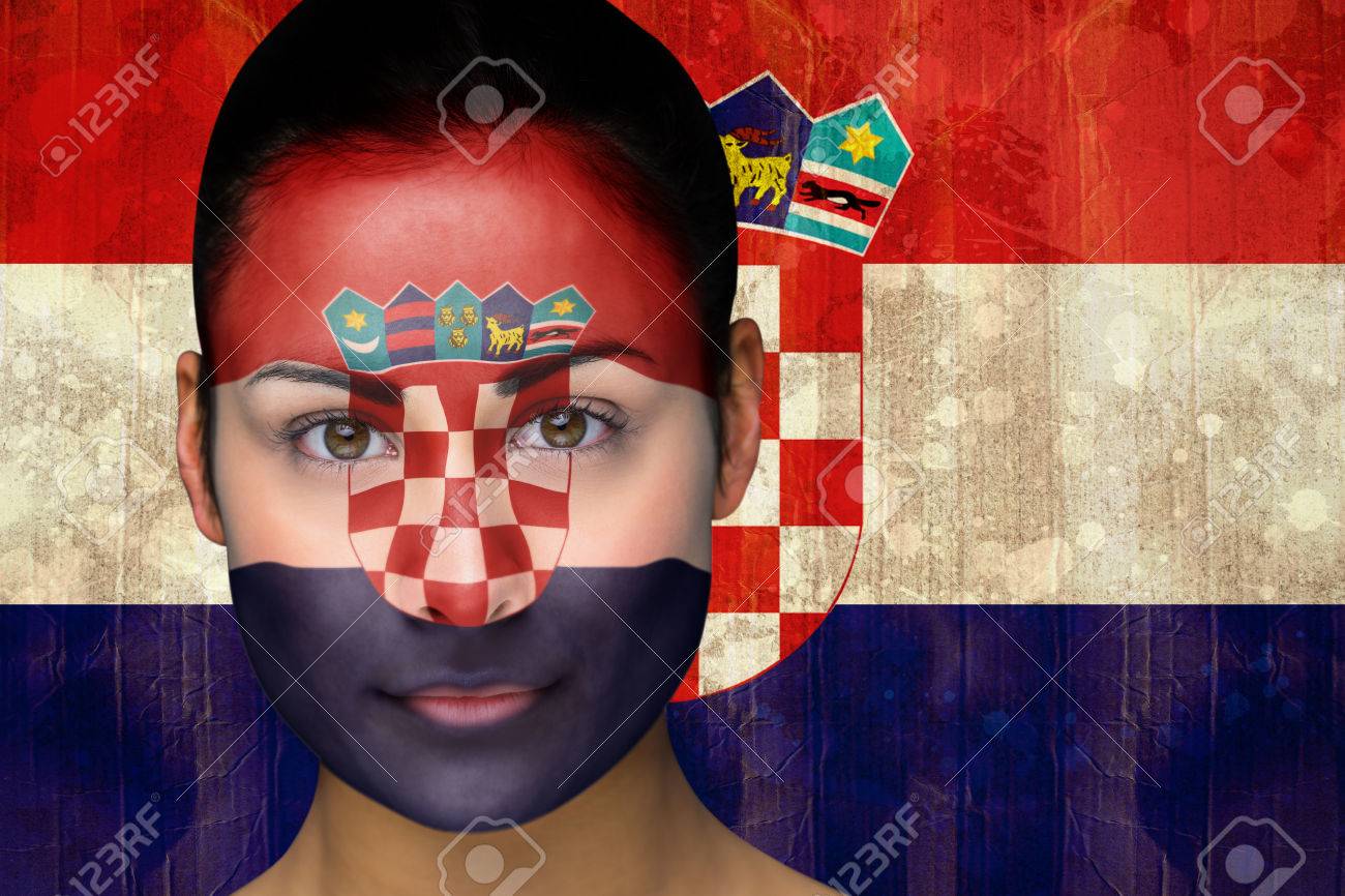 Composite Image Of Beautiful Football Fan In Face Paint Against