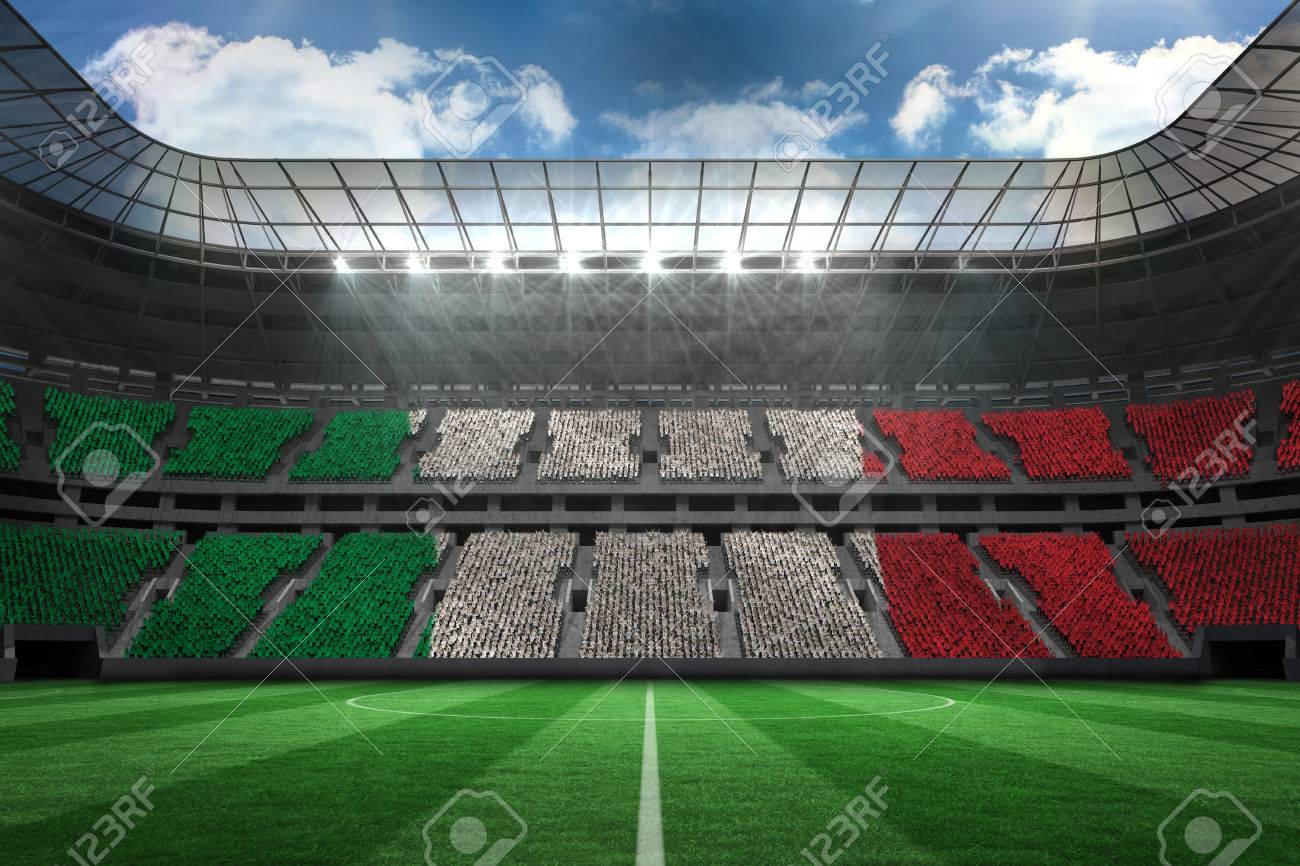 デジタル大型サッカー スタジアムに対するイタリア国旗を生成の写真素材・画像素材 Image 29252778